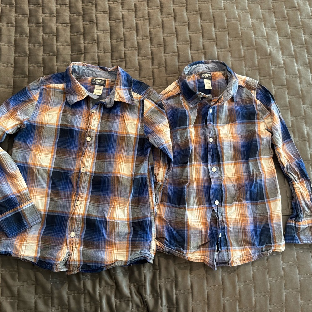 Plaid Kids Shirt - Blue and Orange